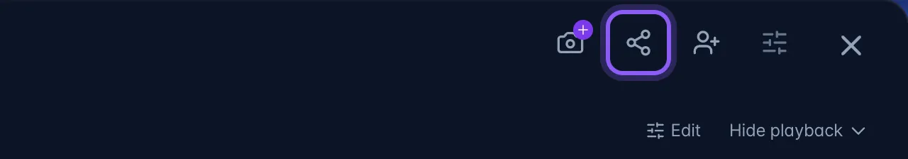 Recording header with the share icon highlighted